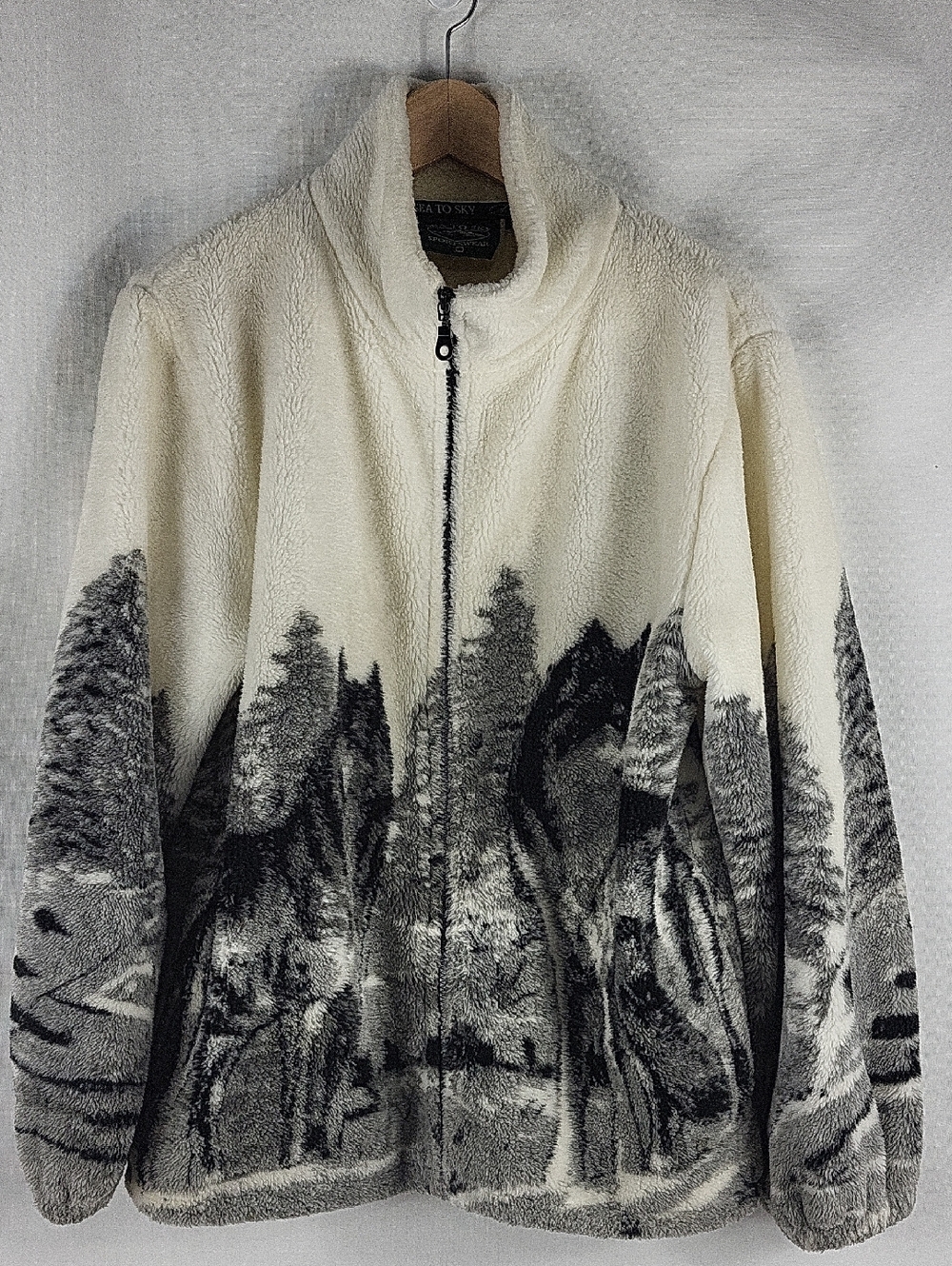 Sea to Sky Soft Fleece Wolf Jacket Pockets Teddy